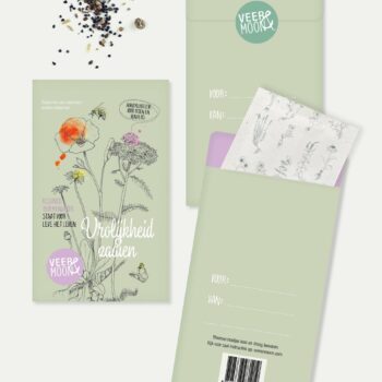 Bloemenzaden Vrolijkheid van Veer&Moon. Oude verpakking staan prachtige bloemen getekend.