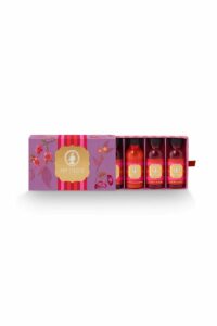 4 mini reisverpakkingen van pip studio. In rode kleine travel size flesjes van 40 ml.