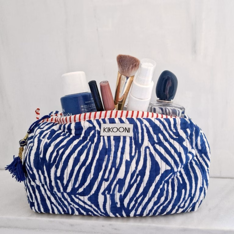 handgemaakte make-uptasje "blauwe zebra"