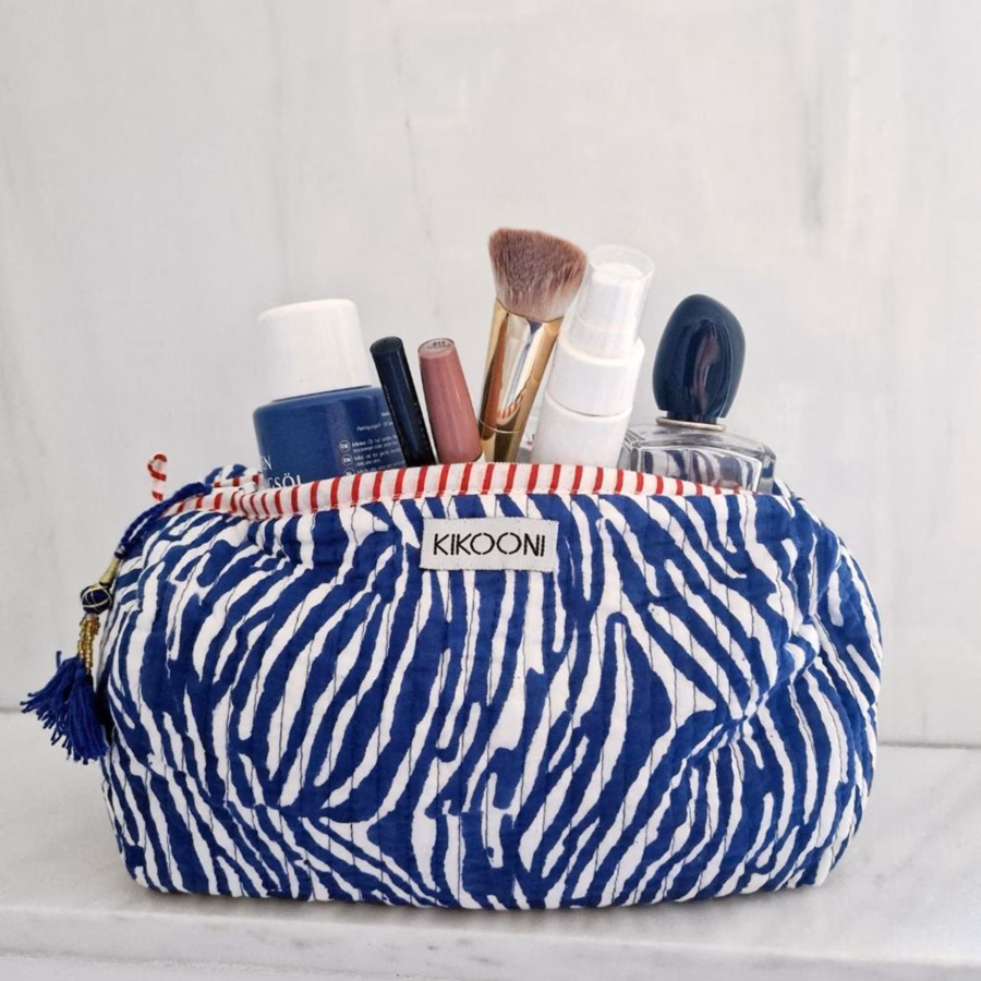 handgemaakte make-uptasje "blauwe zebra"