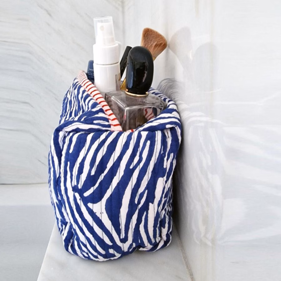 handgemaakte make-uptasje "blauwe zebra" - Afbeelding 6
