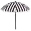 Zwart-witte parasol met franjes van In The Mood Collection. UPF 30+ zonbescherming en stijlvol design.