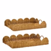Dienblad van rotan rechthoekig Mica Decorations, gevlochten rotan serveerblad met handvatten.