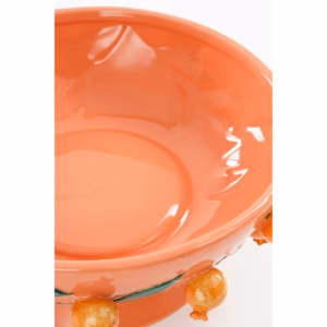 Bovenaanzicht van de Roze Decoratieschaal Granaatappels van Mica Decorations, keramisch design met granaatappelmotief.