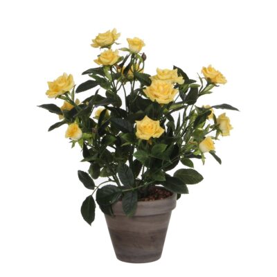 Rozenstruik Kunstplant in Bloempot Stan - H33 x Ø25 cm - Geel