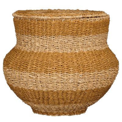 Tacoma Opbergmand met Deksel - H48 x Ø55 cm - Jute - Geel