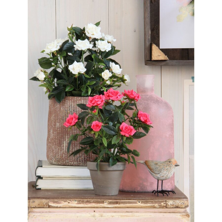 Rozenstruik Kunstplant in Bloempot Stan - H33 x Ø25 cm - Wit - Afbeelding 7