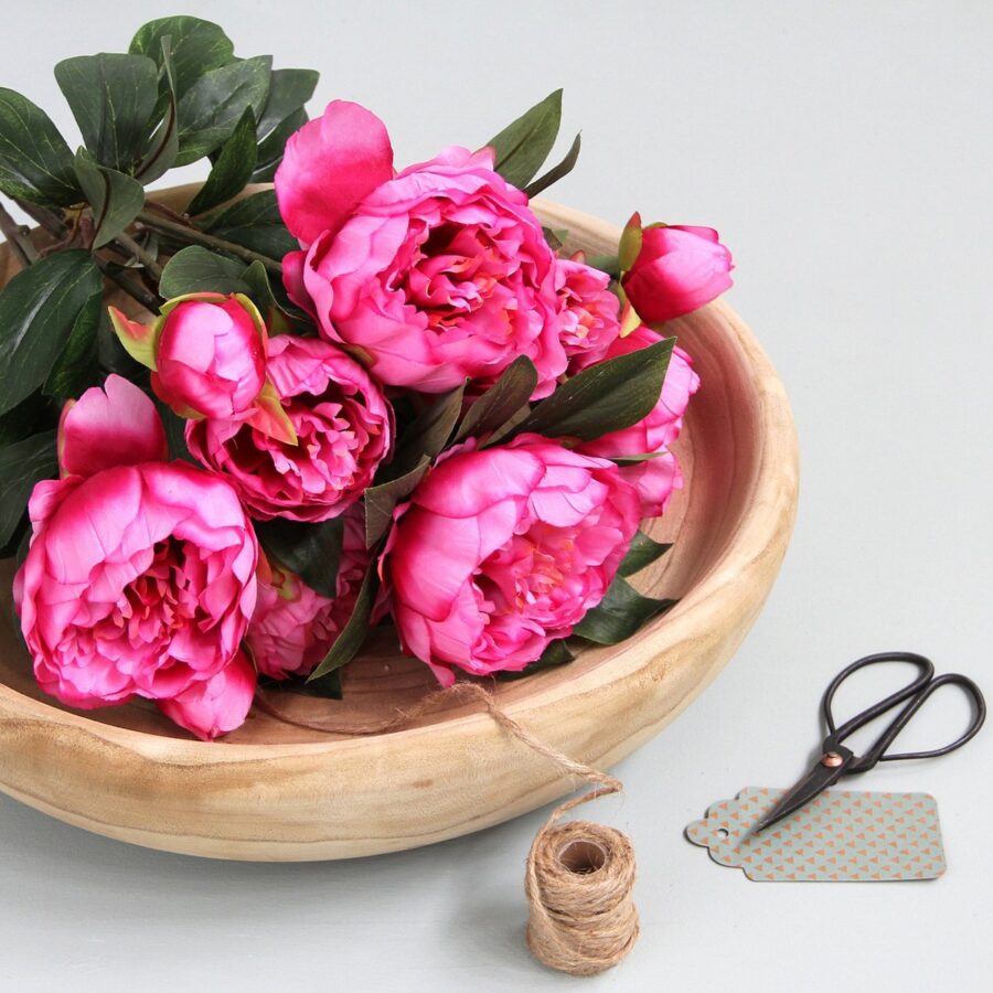 Pioenroos Kunstbloemen Boeket - H55 x Ø40 cm - Donkerroze - Afbeelding 5