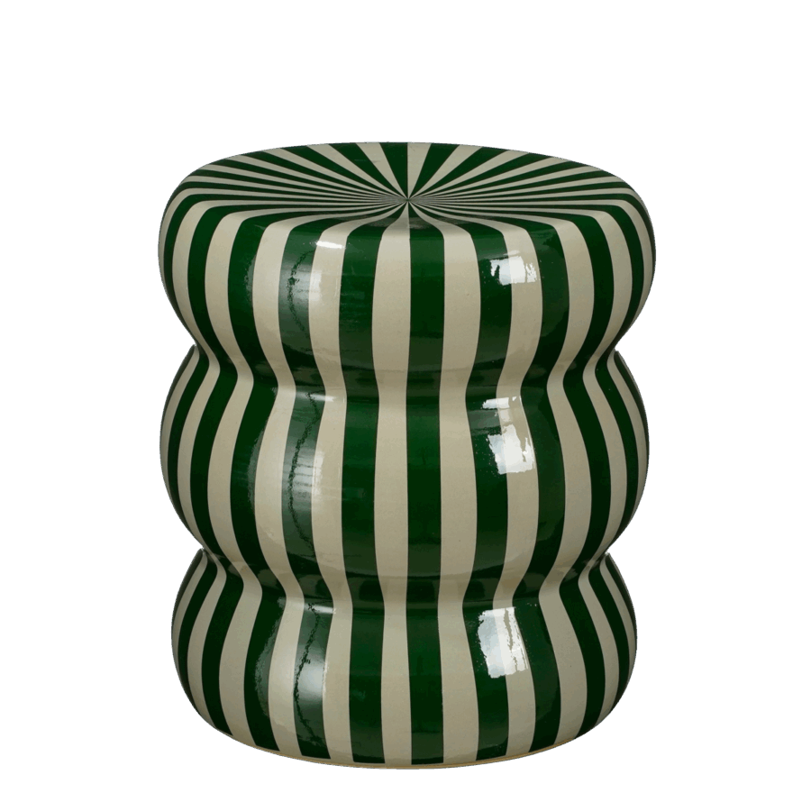 Skipper Bijzettafel - H40 x Ø35 cm - Keramiek - Groen