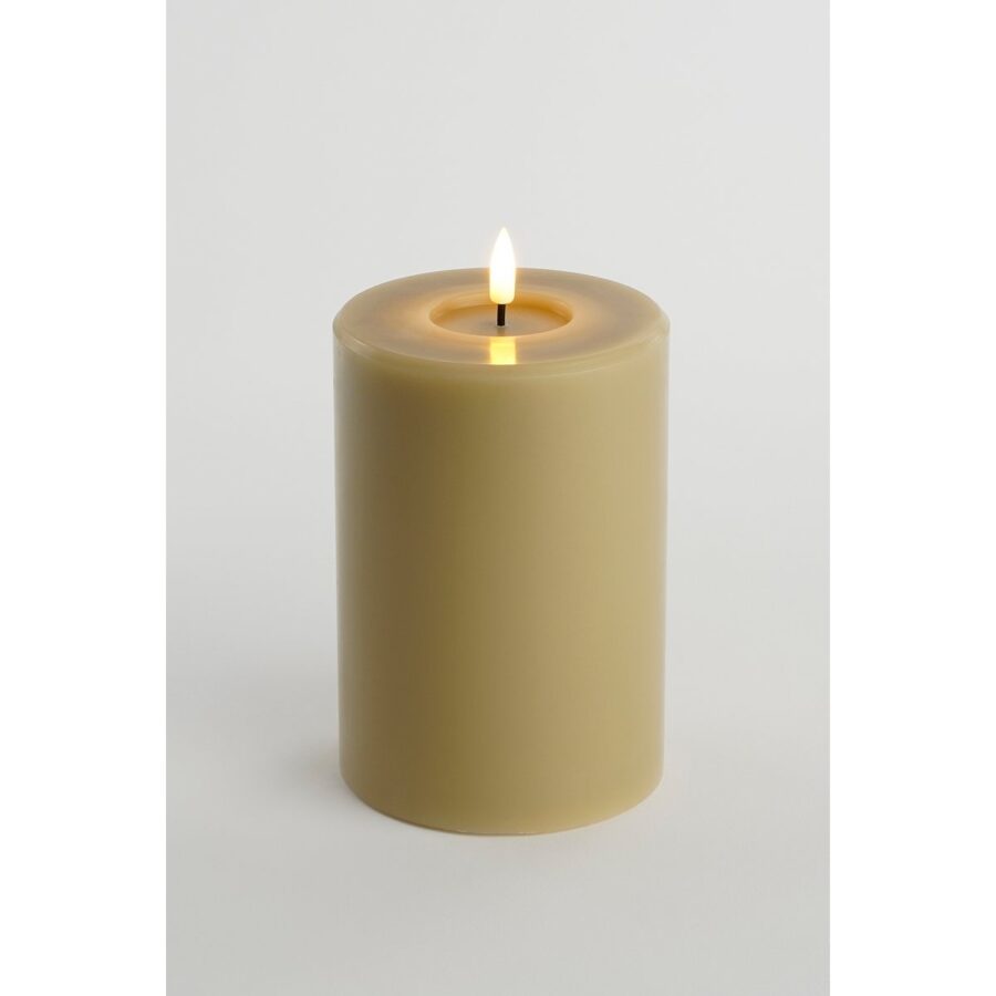 LED Kaars - H15 x Ø10 cm - Wax - Taupe - Afbeelding 2