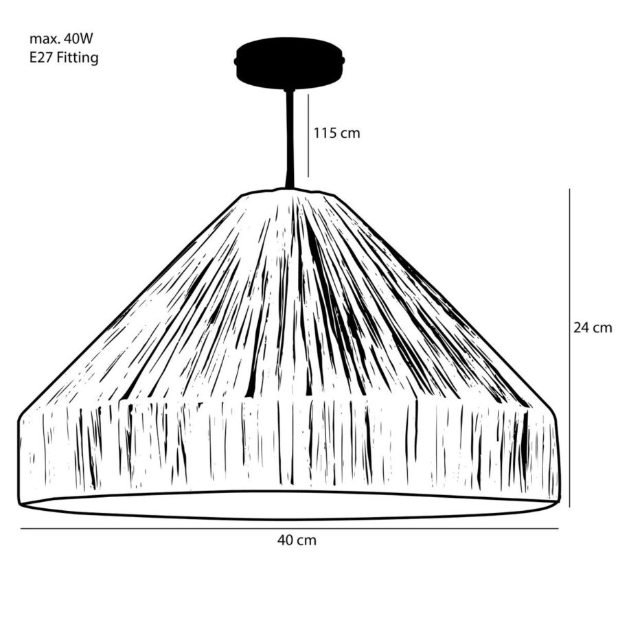 Elisa Hanglamp - H24 x Ø40 cm - Raffia - Lichtbruin - Afbeelding 5