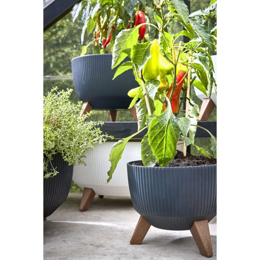 Doppio Bloempot op Poten - H22 x Ø47 cm - Gerecycled Plastic - FSC Mix - Zwart - Afbeelding 6