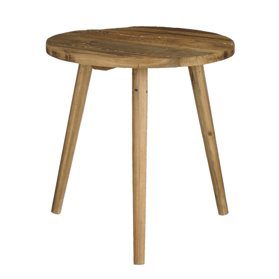 Bold Bijzettafel - H43 x Ø40 cm - Gerecycled Hout - Bruin