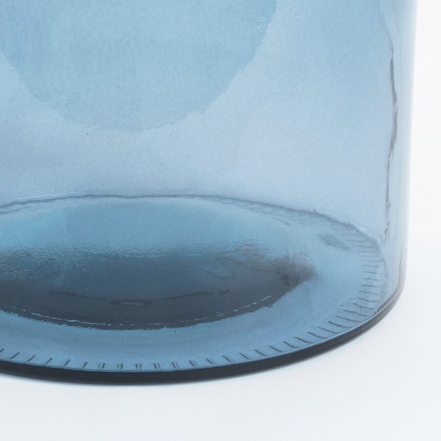 Guan Fles Vaas - H26 x Ø21 cm - Gerecycled Glas - Blauw - Afbeelding 3