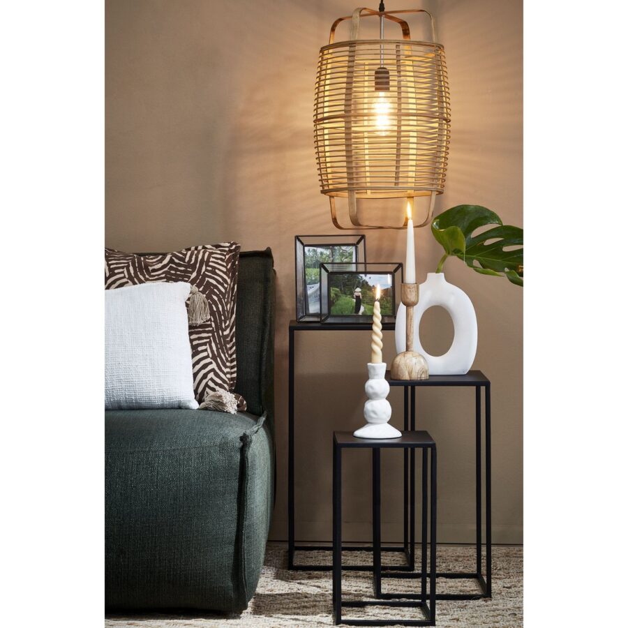 Quinty Bijzettafel - Set van 3 - L30 x B30 x H70 cm - Metaal - Zwart - Afbeelding 5