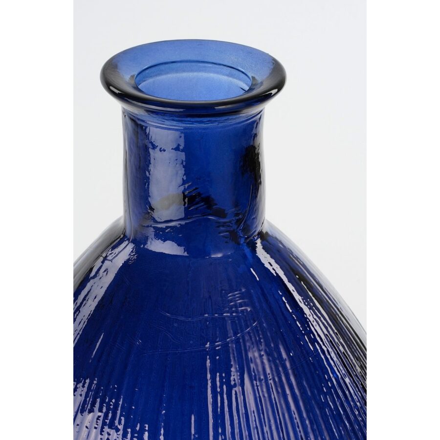 Firenza Fles Vaas - H59 x Ø29 cm - Gerecycled Glas - Donkerblauw - Afbeelding 2