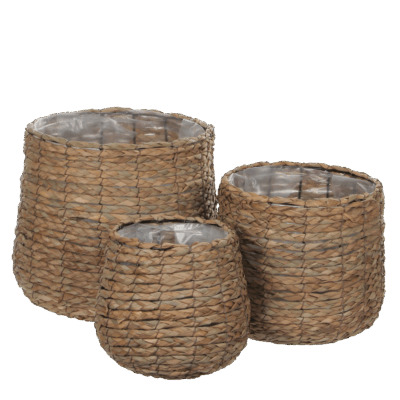 Avalon Plantenmand - Set van 3 - H31 x Ø30 cm - Zeegras - Lichtbruin