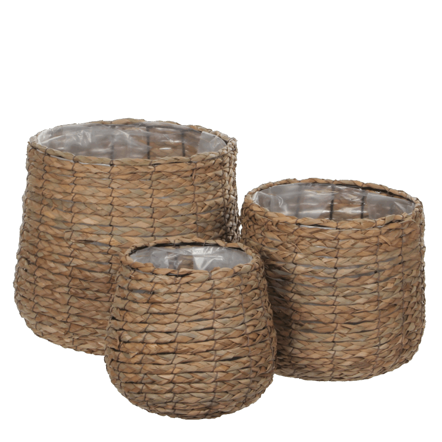 Avalon Plantenmand - Set van 3 - H31 x Ø30 cm - Zeegras - Lichtbruin