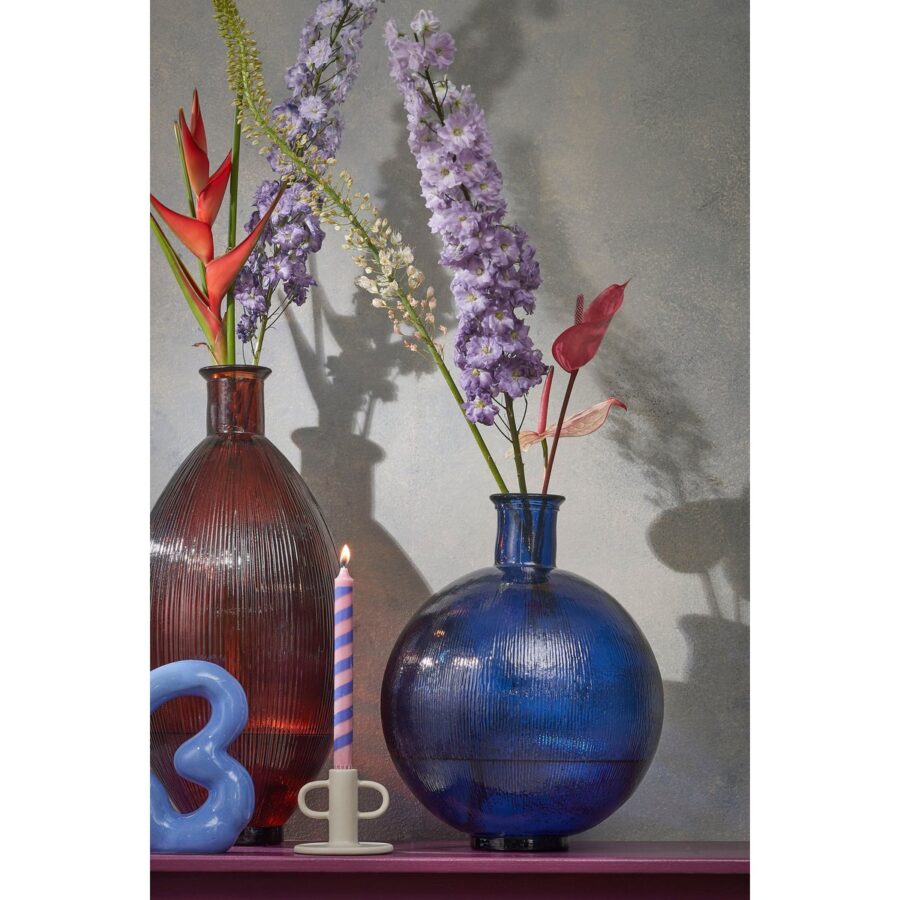 Firenza Fles Vaas - H42 x Ø34 cm - Gerecycled Glas - Donkerblauw - Afbeelding 5