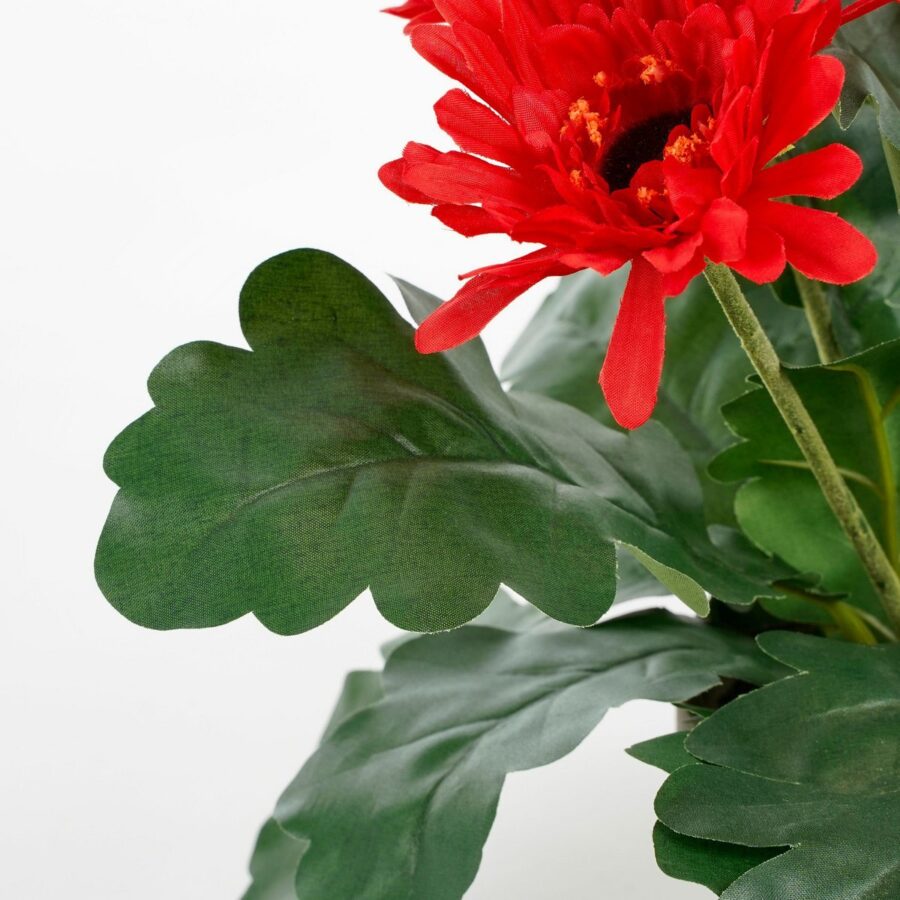 Gerbera Kunstplant in Bloempot Stan - H35 x Ø30 cm - Rood - Afbeelding 3