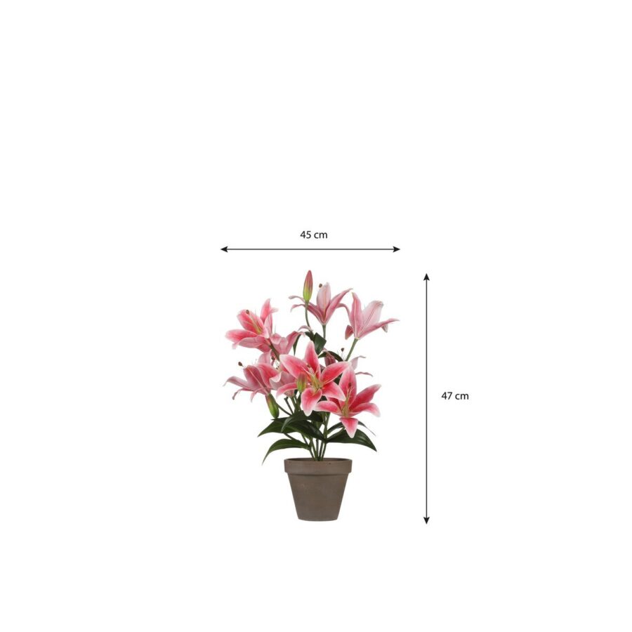 Tijgerlelie Kunstplant in Bloempot Stan - H47 x Ø45 cm - Fuchsia - Afbeelding 5