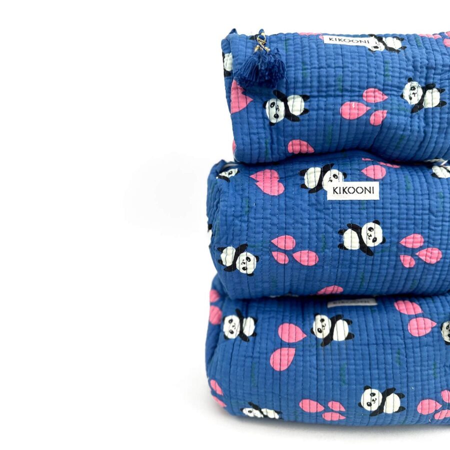 handgemaakte make-up tas SET van 3 "Panda" - Afbeelding 7