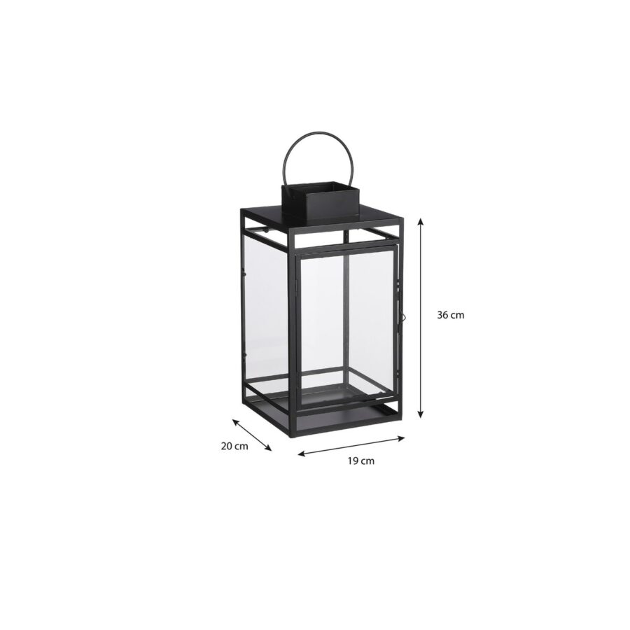 Storm Lantaarn - L20 x B19 x H36 cm - Zwart - Afbeelding 3