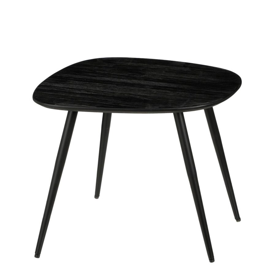 Jailey Bijzettafel - Set van 3 - L62 x B52 x H34 cm - Gerecycled Hout - Zwart - Afbeelding 4
