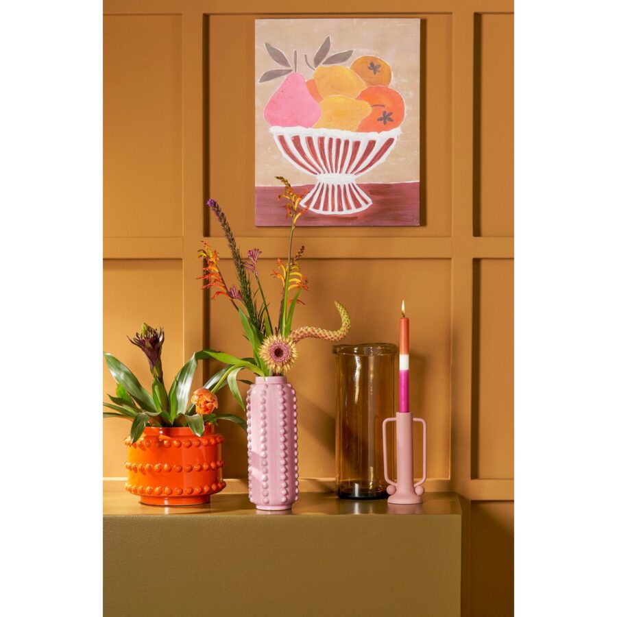 Ula Kandelaar - H12 x Ø8 cm - Metaal - Roze - Afbeelding 4