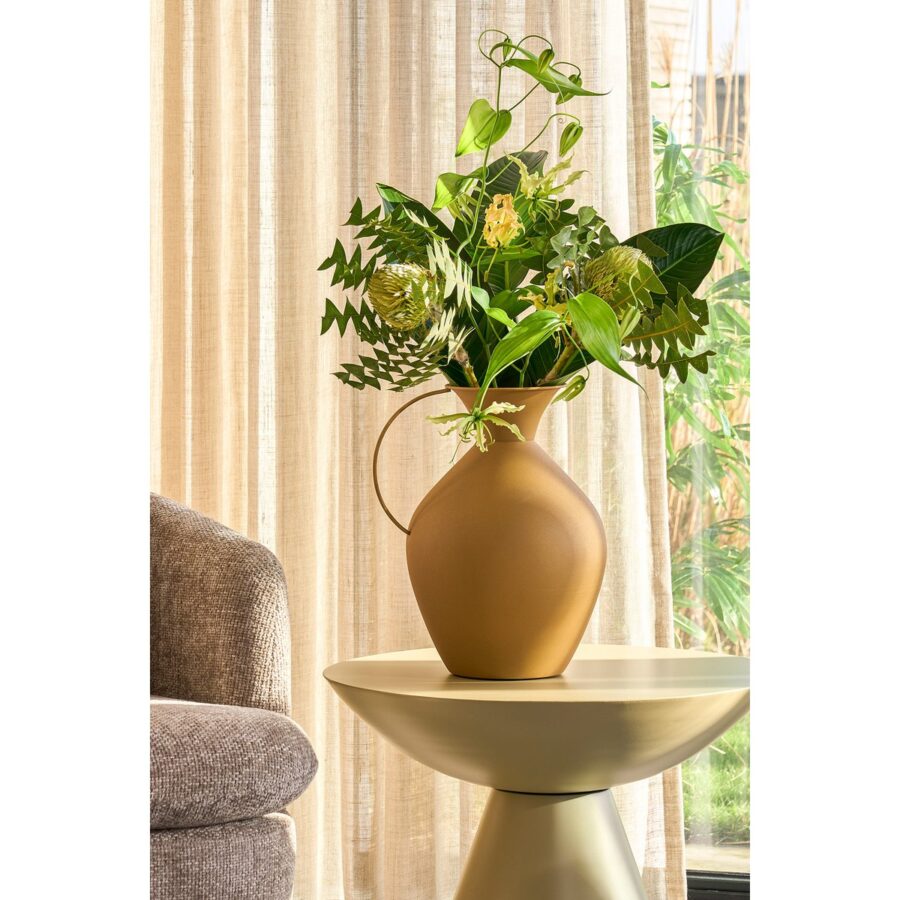 Gyge Vaas - L30 x B24 x H37 cm - Metaal - Geel - Afbeelding 6