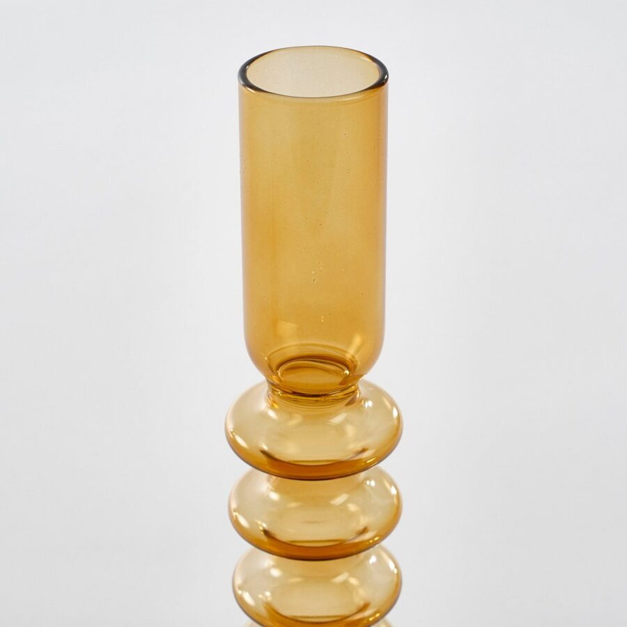 Agios Kandelaar - H20 x Ø8 cm - Glas - Bruin - Afbeelding 2