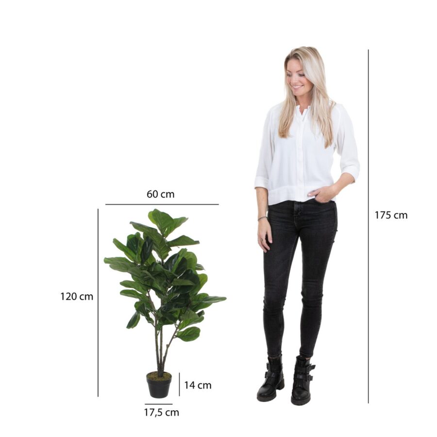 Ficus Lyrata Kunstplant - H120 x Ø60 cm - Groen - Afbeelding 6