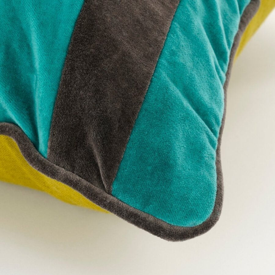 Clair Sierkussen - L45 x B45 x H10 cm - Katoenfluweel - Groen, Grijs - Afbeelding 2