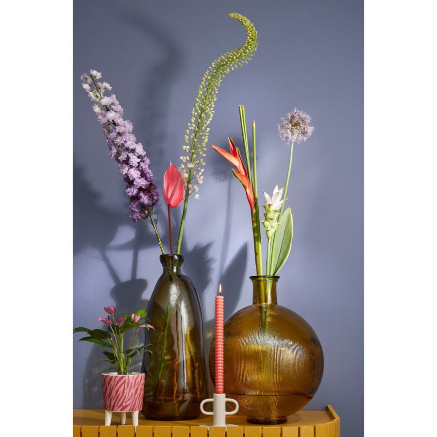 Pinto Vaas - H51 x Ø22 cm - Gerecycled Glas - Taupe - Afbeelding 5