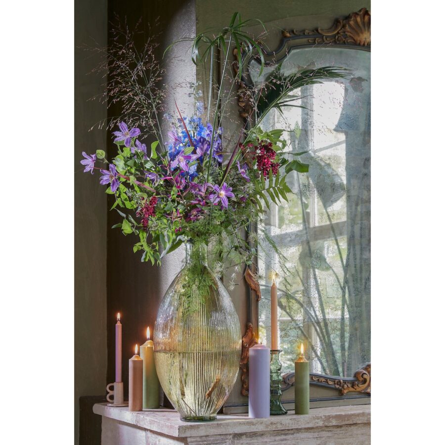 Firenza Fles Vaas - H59 x Ø29 cm - Gerecycled Glas - Lichtbruin - Afbeelding 5