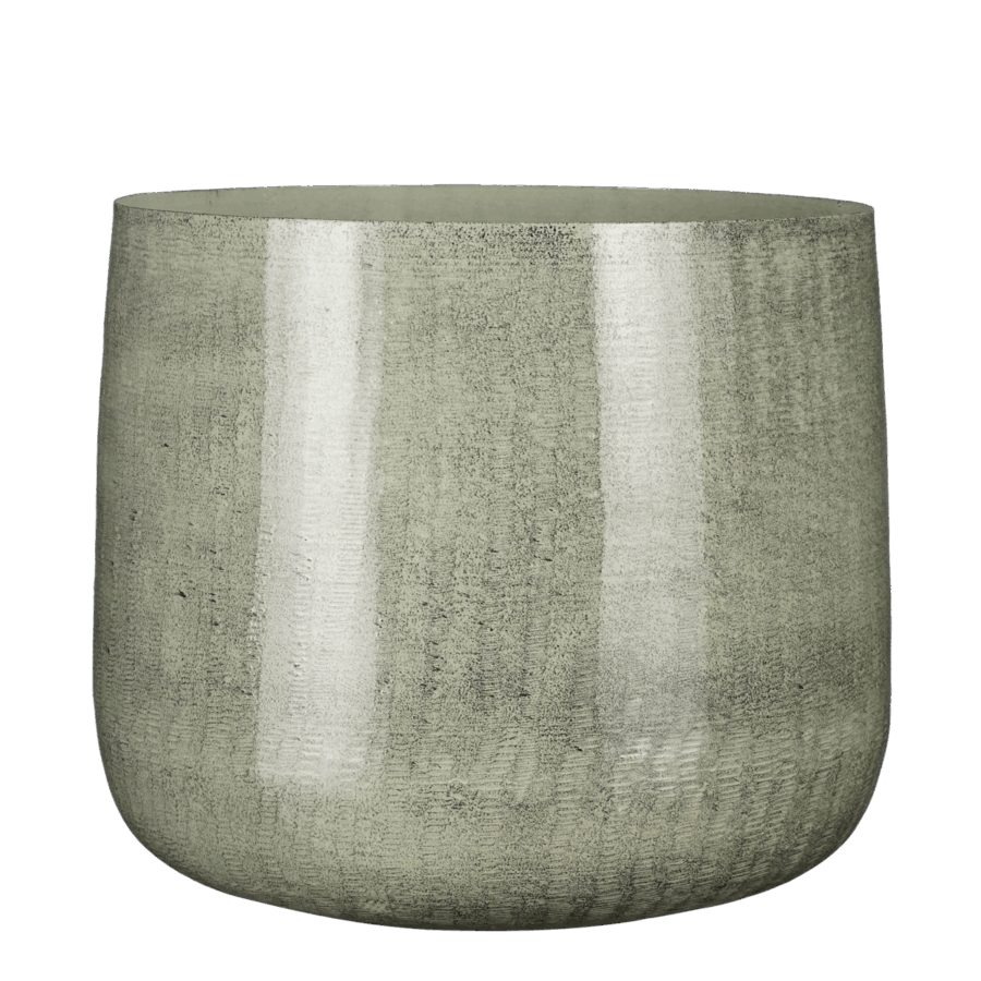 Benson Bloempot - H27 x Ø32 cm - Metaal - Lichtgrijs