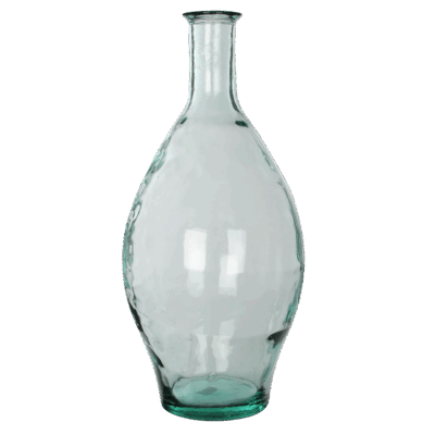 Kyara Fles Vaas - H60 x Ø28 cm - Gerecycled Glas - Transparant