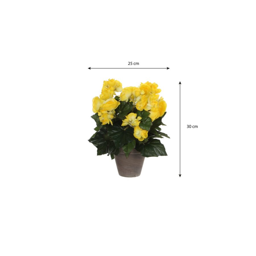 Begonia Kunstplant in Bloempot Stan - H30 x Ø25 cm - Geel - Afbeelding 4