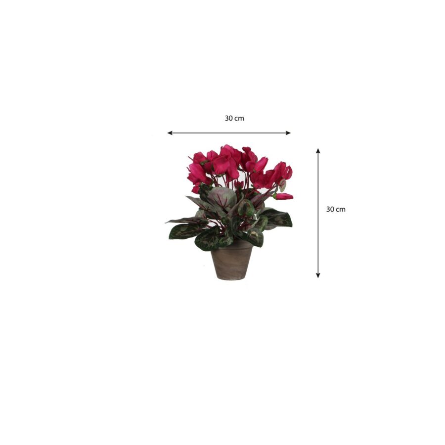 Cyclaam Kunstplant in Bloempot Stan - H30 x Ø30 cm - Donkerroze - Afbeelding 5