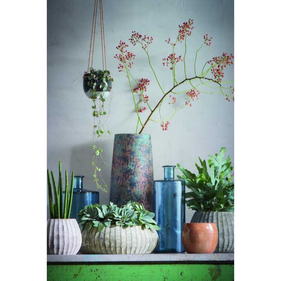 Guan Fles Vaas - H75 x Ø25 cm - Gerecycled Glas - Blauw - Afbeelding 4