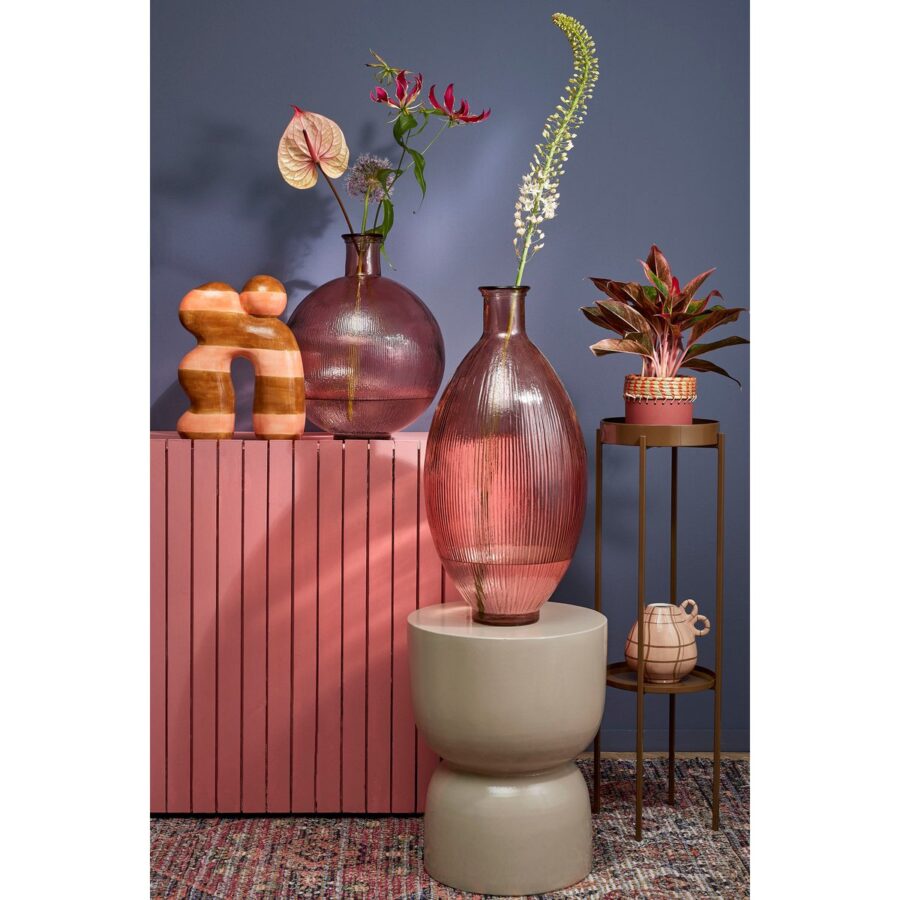 Firenza Fles Vaas - H59 x Ø29 cm - Gerecycled Glas - Lichtroze - Afbeelding 5