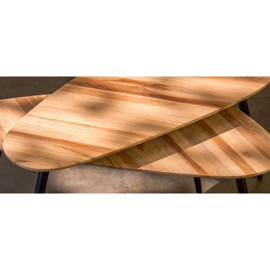 Jailey Bijzettafel - Set van 2 - L84 x B39 x H39 cm - Gerecycled Hout - Bruin - Afbeelding 7