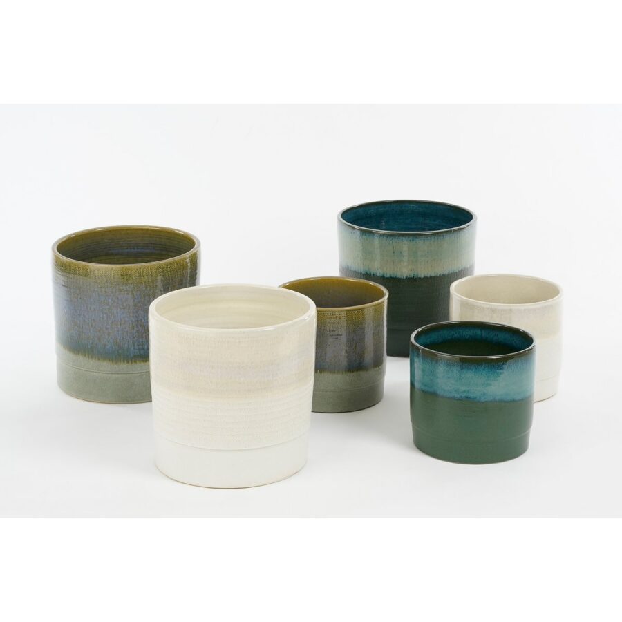 Olof Bloempot - H20 x Ø22 cm - Terracotta - Donkerblauw - Afbeelding 4
