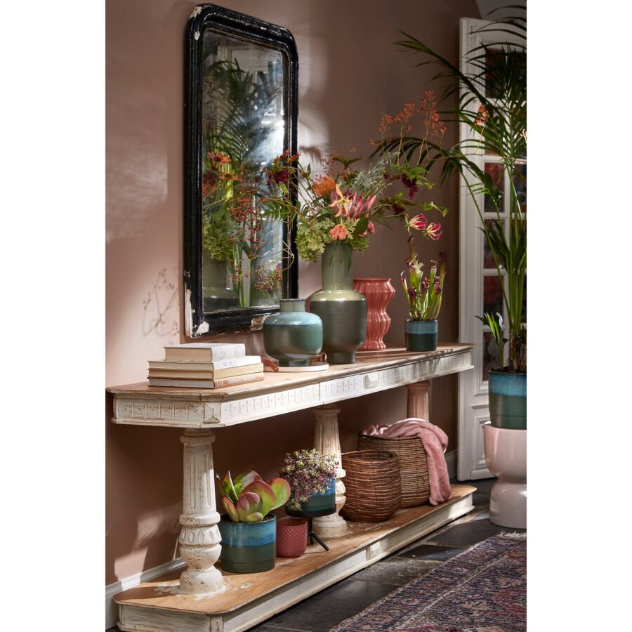 Olof Bloempot - H20 x Ø22 cm - Terracotta - Donkergroen - Afbeelding 6