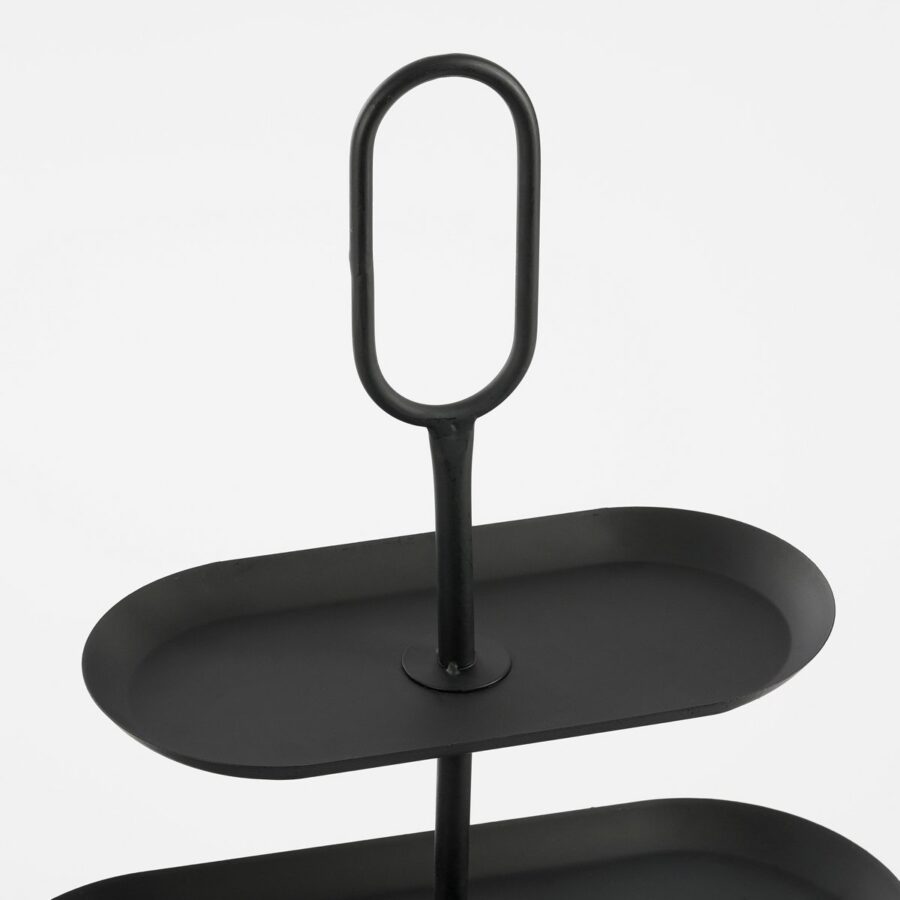Rama Etagere 2 Laags - L38 x B17 x H37 cm - Metaal - Zwart - Afbeelding 2