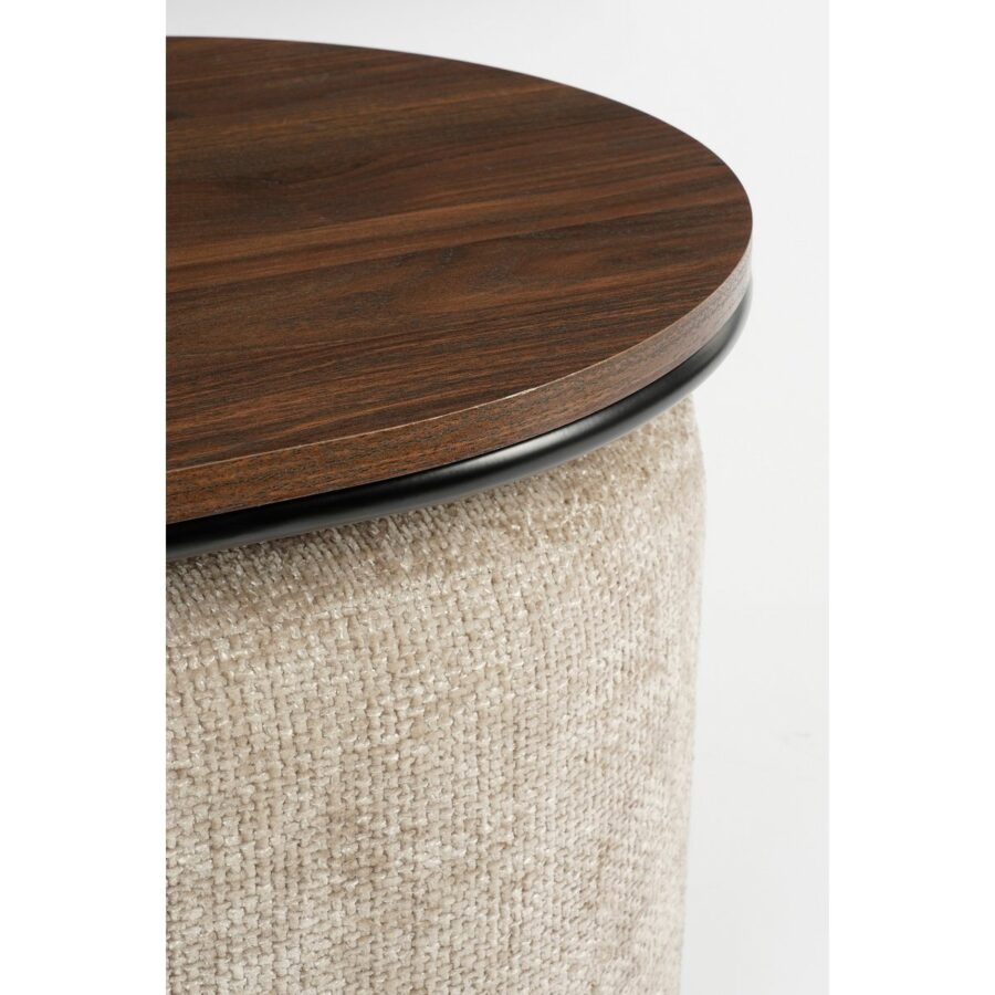 Salontafel met Poefs - 3-delig - L79 x B45 x H41 cm - Lichtgrijs - Afbeelding 2