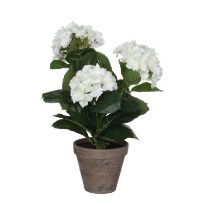 Hortensia Kunstplant in Bloempot Stan - H40 x Ø35 cm - Wit