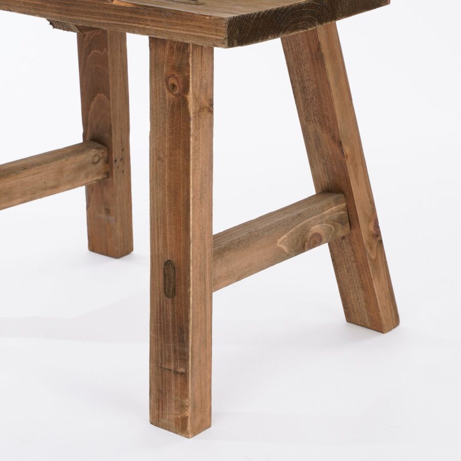Bold Houten Krukje - L38 x B29 x H34 cm - Gerecycled Hout - Bruin - Afbeelding 3