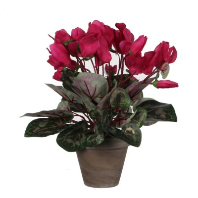 Cyclaam Kunstplant in Bloempot Stan - H30 x Ø30 cm - Donkerroze