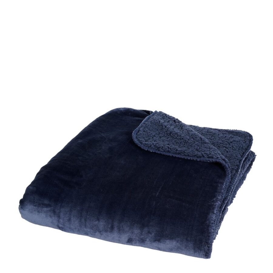 In the Mood Mardy Fleece Plaid - L200 x B150 cm - Polyester - Donkerblauw - Afbeelding 2